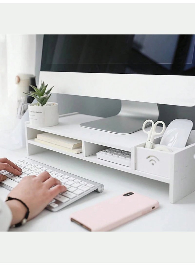 Valiant Glow Monitor stand riser | Laptop stand with storage drawer | Desktop storage and keyboard organizer | Computer desk stand | Office and study use | Multifunctional monitor riser - Image 1